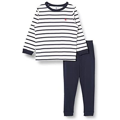 Petit Bateau Jungen Pyjama, Weiss Marshmallow / Blau Smoking, 12 Jahre Petit Bateau Jungen Pyjama, Weiss Marshmallow / Blau Smoking, 12 Jahre