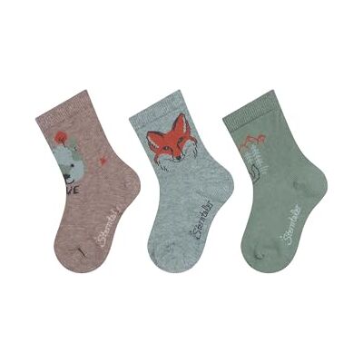 Sterntaler Kinder Socken Jungen Set 3er Pack – lange Baby und Kindersocken mit Fuchs- und Wolf-Motiven – elastische Baumwollsocken mit Rippenstruktur – braun meliert, Größe 18 Sterntaler Kinder Socken Jungen Set 3er Pack – lange Baby und Kindersocken mit Fuchs- und Wolf-Motiven – elastische Baumwollsocken mit Rippenstruktur – braun meliert, Größe 18