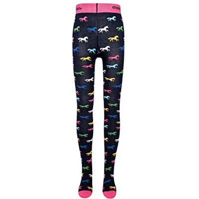 EWERS Kinderstrumpfhose mit Pferde-Motiv, Strumpfhose aus Baumwolle für Mädchen, MADE IN GERMANY, Blau, Größe 134-146 EWERS Kinderstrumpfhose mit Pferde-Motiv, Strumpfhose aus Baumwolle für Mädchen, MADE IN GERMANY, Blau, Größe 134-146