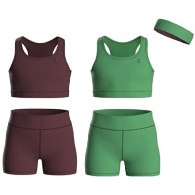 Essenclo Girls Clothing Athletic Sets Sleeveless Crop Tank Tops & Bike Shorts Cheer, Gymnastics, Volleyball Size 3-16 (5 Pcs) E2108 Set-6-9-10 Essenclo Girls Clothing Athletic Sets Sleeveless Crop Tank Tops & Bike Shorts Cheer, Gymnastics, Volleyball Size 3-16 (5 Pcs) E2108 Set-6-9-10