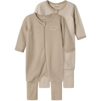 NAME IT Unisex Baby Nbnnightsuit 2p Zip Ff Y/D Core 2 Noos Schlafanzug, Pure Cashmere, 74 EU NAME IT Unisex Baby Nbnnightsuit 2p Zip Ff Y/D Core 2 Noos Schlafanzug, Pure Cashmere, 74 EU