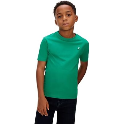 Calvin Kinder Unisex T-Shirt Kurzarm Mono Mini Badge aus Baumwolle, Grün (Lush Meadow 18-5845 TCX), 8 Jahre Calvin Kinder Unisex T-Shirt Kurzarm Mono Mini Badge aus Baumwolle, Grün (Lush Meadow 18-5845 TCX), 8 Jahre