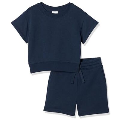 Amazon Essentials Jungen Set aus Sweatshirt und Shorts mit lockerer Passform, 2er-Pack, Marineblau, 8 Jahre Amazon Essentials Jungen Set aus Sweatshirt und Shorts mit lockerer Passform, 2er-Pack, Marineblau, 8 Jahre