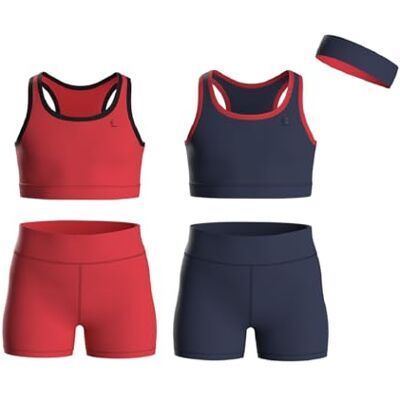 Essenclo Girls Clothing Athletic Sets Sleeveless Crop Tank Tops & Bike Shorts Cheer, Gymnastics, Volleyball Size 3-16 (5 Pcs) E2108 Set-4-11-12 Essenclo Girls Clothing Athletic Sets Sleeveless Crop Tank Tops & Bike Shorts Cheer, Gymnastics, Volleyball Size 3-16 (5 Pcs) E2108 Set-4-11-12