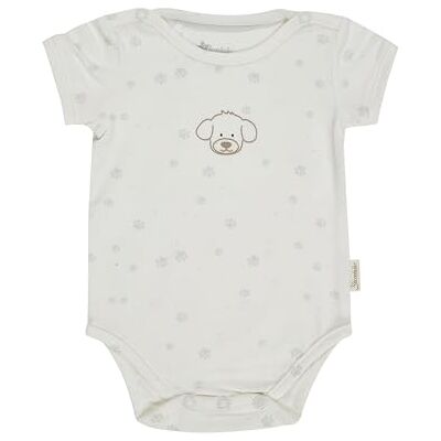 Sterntaler Baby Body – Jungen – Baumwolljersey mit Hund Lucky Druck und Pfotenprint – Ecru, Größe 62 Sterntaler Baby Body – Jungen – Baumwolljersey mit Hund Lucky Druck und Pfotenprint – Ecru, Größe 62