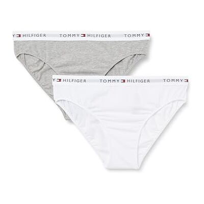 Tommy Hilfiger Mädchen 2er Pack Slips mit Logobund, Mehrfarbig (Light Gry Heather/White), 6-7 Jahre Tommy Hilfiger Mädchen 2er Pack Slips mit Logobund, Mehrfarbig (Light Gry Heather/White), 6-7 Jahre