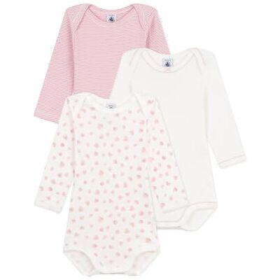 Petit Bateau Lot de bodies manches longues en coton imprimé cœurs bébé Petit Bateau Lot de bodies manches longues en coton imprimé cœurs bébé