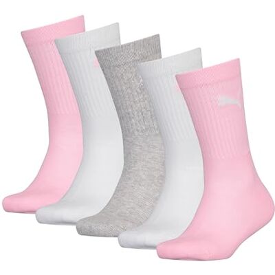 Puma Unisex Kinder Junior Crew Sock, White/Pink, 35-38 EU Puma Unisex Kinder Junior Crew Sock, White/Pink, 35-38 EU