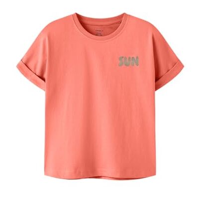 NAME IT Mädchen Nkfville Ss Loose Top Noos, Fusion Coral, 116 cm NAME IT Mädchen Nkfville Ss Loose Top Noos, Fusion Coral, 116 cm