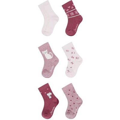 Sterntaler Kinder Socken Mädchen Set 6er Pack – bunte Baby und Kindersocken mit Motiv Herzen, Katze, Maus, Blumen und Zopfmuster – elastische Baumwollsocken – lichtrosa, Größe 18 Sterntaler Kinder Socken Mädchen Set 6er Pack – bunte Baby und Kindersocken mit Motiv Herzen, Katze, Maus, Blumen und Zopfmuster – elastische Baumwollsocken – lichtrosa, Größe 18