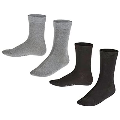FALKE Unisex Kinder Socken Happy Double Pack K So Baumwolle einfarbig 2 Paar, Mehrfarbig Black Grey 0050, 31-34 FALKE Unisex Kinder Socken Happy Double Pack K So Baumwolle einfarbig 2 Paar, Mehrfarbig Black Grey 0050, 31-34