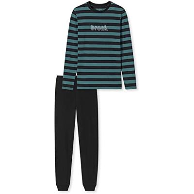 Schiesser Jungen Schlafanzug Set lang 100% Organic Bio Baumwolle Größe 140 bis 176, grün_173848, 140 Schiesser Jungen Schlafanzug Set lang 100% Organic Bio Baumwolle Größe 140 bis 176, grün_173848, 140