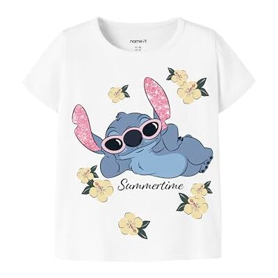 NAME IT Mädchen Nmfann Stitch Ss Nreg Top Box Wdi, Bright White, 98 NAME IT Mädchen Nmfann Stitch Ss Nreg Top Box Wdi, Bright White, 98