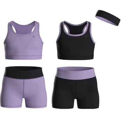 Essenclo Girls Clothing Athletic Sets Sleeveless Crop Tank Tops & Bike Shorts Cheer, Gymnastics, Volleyball Size 3-16 (5 Pcs) E2108 Set-1-9-10 Essenclo Girls Clothing Athletic Sets Sleeveless Crop Tank Tops & Bike Shorts Cheer, Gymnastics, Volleyball Size 3-16 (5 Pcs) E2108 Set-1-9-10