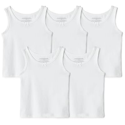 Amazon Essentials Mädchen Tanktop-Unterhemden aus Baumwoll-Jersey, 5er Pack, Weiß, 11-12 Jahre Amazon Essentials Mädchen Tanktop-Unterhemden aus Baumwoll-Jersey, 5er Pack, Weiß, 11-12 Jahre