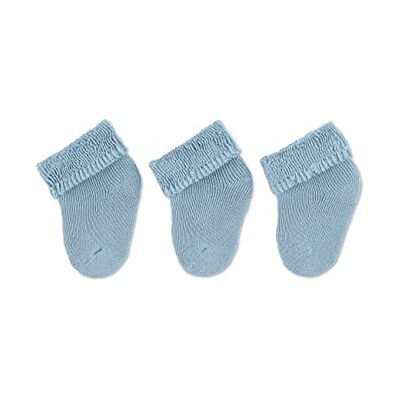 Sterntaler Erstlingssocken 3er Pack uni Baby Socken mit Innenfrottee und Umschlag hautsympathische Neugeborenen Socken mit hohem Baumwollanteil Jungen Strümpfe einfarbig, graublau, 0 Sterntaler Erstlingssocken 3er Pack uni Baby Socken mit Innenfrottee und Umschlag hautsympathische Neugeborenen Socken mit hohem Baumwollanteil Jungen Strümpfe einfarbig, graublau, 0