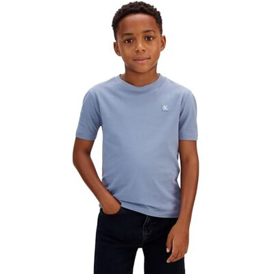 Calvin Kinder Unisex T-Shirt Kurzarm Mono Mini Badge aus Baumwolle, Blau (Infinity 17-4015 TCX), 12 Jahre Calvin Kinder Unisex T-Shirt Kurzarm Mono Mini Badge aus Baumwolle, Blau (Infinity 17-4015 TCX), 12 Jahre
