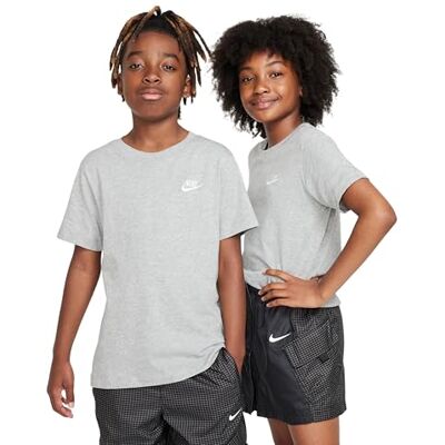 NIKE Jungen K NSW Tee Emb Futura Lbr T-Shirt, Dk Grey Heather, 12 Jahre EU NIKE Jungen K NSW Tee Emb Futura Lbr T-Shirt, Dk Grey Heather, 12 Jahre EU