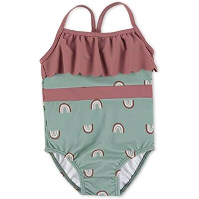 Sterntaler Badeanzug Regenbogen Print UV-Schutz 50+ Schwimmanzug mit Windeleinsatz bis Größe 86/92 Badebekleidung für Mädchen mit Volant am Ausschnitt und schmalen Trägern Sterntaler Badeanzug Regenbogen Print UV-Schutz 50+ Schwimmanzug mit Windeleinsatz bis Größe 86/92 Badebekleidung für Mädchen mit Volant am Ausschnitt und schmalen Trägern