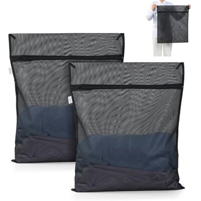 OTraki 2 Stück Wäschenetz für Waschmaschine, Wäschebeutel 50 x 60cm mit Metallreißverschluss, Wäschesäckchen Laundry Bag für BH, Reise, Bluse, Koffer, Socken, Unterwäsche, Babykleidung (Schwarz) OTraki 2 Stück Wäschenetz für Waschmaschine, Wäschebeutel 50 x 60cm mit Metallreißverschluss, Wäschesäckchen Laundry Bag für BH, Reise, Bluse, Koffer, Socken, Unterwäsche, Babykleidung (Schwarz)