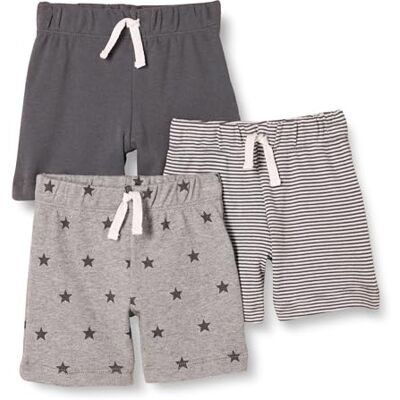 Amazon Essentials Unisex Baby Baumwollshorts Zum Schlüpfen Auslauffarben, 3er-Pack, Grau Meliert Sterne/Schwarz/Weiß Streifen, 0 Monate Amazon Essentials Unisex Baby Baumwollshorts Zum Schlüpfen Auslauffarben, 3er-Pack, Grau Meliert Sterne/Schwarz/Weiß Streifen, 0 Monate
