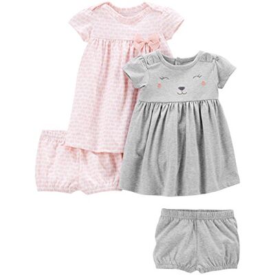 Simple Joys by Carter's Baby Mädchen Short-Sleeve and Sleeveless Dress Sets, Pack of 2 Lässiges Kleid, Grau Bärenaufddruck/Rosa Elefanten, 0-3 Monate (2er Pack) Simple Joys by Carter's Baby Mädchen Short-Sleeve and Sleeveless Dress Sets, Pack of 2 Lässiges Kleid, Grau Bärenaufddruck/Rosa Elefanten, 0-3 Monate (2er Pack)