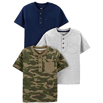 Simple Joys by Carter's Jungen Kurzärmlige Hemden, 3er-Pack, Grau Meliert/Grün Tarnmuster/Marineblau, 5 Jahre Simple Joys by Carter's Jungen Kurzärmlige Hemden, 3er-Pack, Grau Meliert/Grün Tarnmuster/Marineblau, 5 Jahre