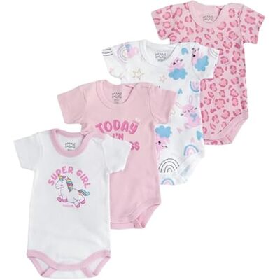 Chicco , Baby-Body für Mädchen, 4er-Set Kurzarm-Bodys aus 100% Baumwolle, Bekleidung 0–24 Monate, Designed in Italy Chicco , Baby-Body für Mädchen, 4er-Set Kurzarm-Bodys aus 100% Baumwolle, Bekleidung 0–24 Monate, Designed in Italy