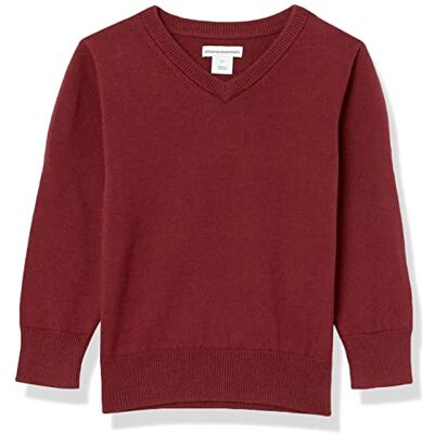 Amazon Essentials Jungen Uniform Baumwolle V-Ausschnitt Pullover Burgundy Heather, Medium Amazon Essentials Jungen Uniform Baumwolle V-Ausschnitt Pullover Burgundy Heather, Medium