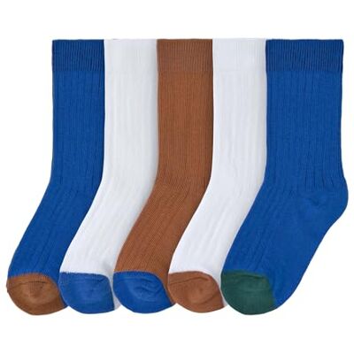 LÄSSIG Kinder Socken 5er Set gerippt bunt und stylish/Ribbed Socks Little Gang, Blau/Weiß/Karamell, Größe 27-30 LÄSSIG Kinder Socken 5er Set gerippt bunt und stylish/Ribbed Socks Little Gang, Blau/Weiß/Karamell, Größe 27-30
