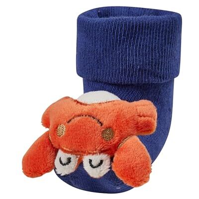 Sterntaler Baby Rasselsocken Krebs – Baby-Socken mit Umschlag, Innenfrottee, Krebs-Figur und integrierter Rassel, Meerblau, Größe 16 Sterntaler Baby Rasselsocken Krebs – Baby-Socken mit Umschlag, Innenfrottee, Krebs-Figur und integrierter Rassel, Meerblau, Größe 16
