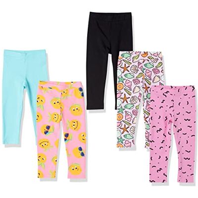 Amazon Essentials Mädchen Leggings, 5er-Pack, Aquablau/Hellrosa Früchte/Purpur Muscheln/Rosa/Schwarz, 3 Jahre Amazon Essentials Mädchen Leggings, 5er-Pack, Aquablau/Hellrosa Früchte/Purpur Muscheln/Rosa/Schwarz, 3 Jahre