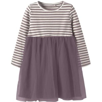 NAME IT Mädchen Nmftaias Ls Tulle Dress, Dawn Pink, 116 NAME IT Mädchen Nmftaias Ls Tulle Dress, Dawn Pink, 116