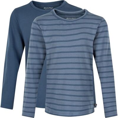 MINYMO Jungen Basic 34 -T-Shirt Ls (2-Pack), Blau, 140 EU MINYMO Jungen Basic 34 -T-Shirt Ls (2-Pack), Blau, 140 EU