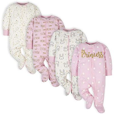 Gerber Baby-Mädchen 4er-Pack Sleep'N Play Strampler und Kleinkind-Schlafanzüge, Princess Pink, 6–9 Monate Gerber Baby-Mädchen 4er-Pack Sleep'N Play Strampler und Kleinkind-Schlafanzüge, Princess Pink, 6–9 Monate