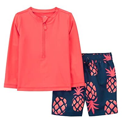Simple Joys by Carter's Baby-Jungen Swimsuit Trunk and Rashguard Rash-Guard-Set, Korallenorange/Marineblau Ananas, 12 Monate Simple Joys by Carter's Baby-Jungen Swimsuit Trunk and Rashguard Rash-Guard-Set, Korallenorange/Marineblau Ananas, 12 Monate