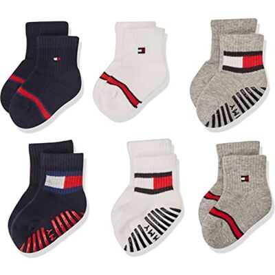 Tommy Hilfiger Unisex Baby Crew Socken, Weiß / Grau / Marineblau, 23-26 EU Tommy Hilfiger Unisex Baby Crew Socken, Weiß / Grau / Marineblau, 23-26 EU