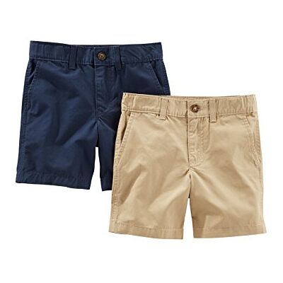 Simple Joys by Carter's Jungen Shorts mit Flacher Vorderseite, 2er-Pack, Helles Khakibraun/Marineblau, 2 Jahre Simple Joys by Carter's Jungen Shorts mit Flacher Vorderseite, 2er-Pack, Helles Khakibraun/Marineblau, 2 Jahre