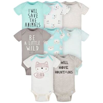 Gerber Baby 8er-Pack kurzärmelige Onesies-Bodys, Fuchs, 0–3 Monate Gerber Baby 8er-Pack kurzärmelige Onesies-Bodys, Fuchs, 0–3 Monate