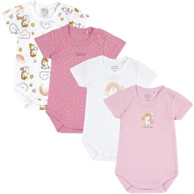Chicco , Baby-Body für Mädchen, 4er-Set Kurzarm-Bodys aus 100% Baumwolle, Bekleidung 0–24 Monate, Designed in Italy Chicco , Baby-Body für Mädchen, 4er-Set Kurzarm-Bodys aus 100% Baumwolle, Bekleidung 0–24 Monate, Designed in Italy