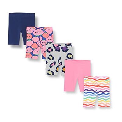 Amazon Essentials Mädchen Midi-Radshorts, 5er-Pack, Blau Erdbeeren/Grau Gepard/Marineblau/Rosa/Weiß Regenbogenaufdruck, 9 Jahre Amazon Essentials Mädchen Midi-Radshorts, 5er-Pack, Blau Erdbeeren/Grau Gepard/Marineblau/Rosa/Weiß Regenbogenaufdruck, 9 Jahre