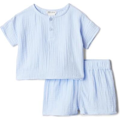 Amazon Essentials x Sofia Grainge Unisex Baby Spielset aus Baumwollgaze: Hemd und Shorts, Hellblau, 18 Monate Amazon Essentials x Sofia Grainge Unisex Baby Spielset aus Baumwollgaze: Hemd und Shorts, Hellblau, 18 Monate