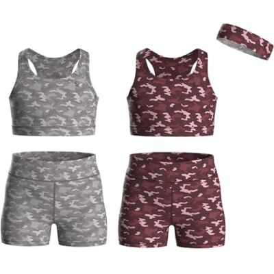 Essenclo Girls Clothing Athletic Sets Sleeveless Crop Tank Tops & Bike Shorts Cheer, Gymnastics, Volleyball Size 3-16 (5 Pcs) E2108 Set-11-9-10 Essenclo Girls Clothing Athletic Sets Sleeveless Crop Tank Tops & Bike Shorts Cheer, Gymnastics, Volleyball Size 3-16 (5 Pcs) E2108 Set-11-9-10