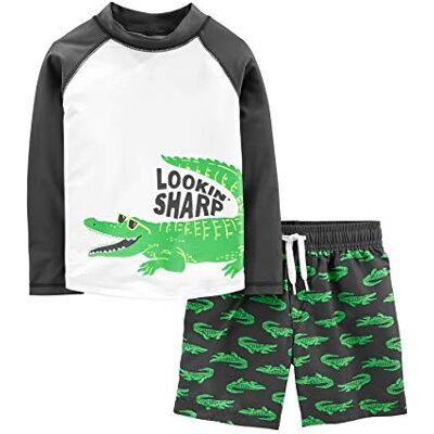 Simple Joys by Carter's Baby Jungen Swimsuit Trunk and Rashguard Rash-Guard-Set, Schwarz Krokodilaufddruck, 12 Monate Simple Joys by Carter's Baby Jungen Swimsuit Trunk and Rashguard Rash-Guard-Set, Schwarz Krokodilaufddruck, 12 Monate