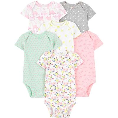 Simple Joys by Carter's Baby Mädchen 6-Pack Short-Sleeve Bodysuit Body, Mehrfarbig/Dinosaurier/Floral/Früchte/Herzen/Waldtiere, 0 Monate (6er Pack) Simple Joys by Carter's Baby Mädchen 6-Pack Short-Sleeve Bodysuit Body, Mehrfarbig/Dinosaurier/Floral/Früchte/Herzen/Waldtiere, 0 Monate (6er Pack)
