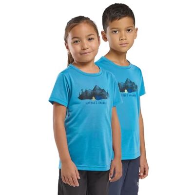 Jack Wolfskin Jungen Hiking Graphic T Kids T-Shirt, Print Empire Blue, 128 cm Jack Wolfskin Jungen Hiking Graphic T Kids T-Shirt, Print Empire Blue, 128 cm