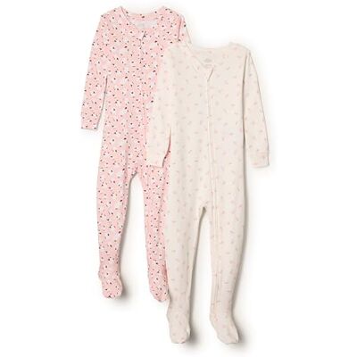 Amazon Essentials x Sofia Grainge Unisex Baby Eng anliegender Pyjama aus Baumwolle mit Fuß, 2er-Pack, Kleine Häschen/Schaf, 12 Monate Amazon Essentials x Sofia Grainge Unisex Baby Eng anliegender Pyjama aus Baumwolle mit Fuß, 2er-Pack, Kleine Häschen/Schaf, 12 Monate