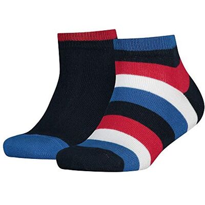 Tommy Hilfiger Jungen Socken TH KIDS BASIC STRIPE QUARTER, 2er Pack, Gestreift, Gr. 27 (Herstellergröße: 27-30), Blau (midnight blue 563) Tommy Hilfiger Jungen Socken TH KIDS BASIC STRIPE QUARTER, 2er Pack, Gestreift, Gr. 27 (Herstellergröße: 27-30), Blau (midnight blue 563)