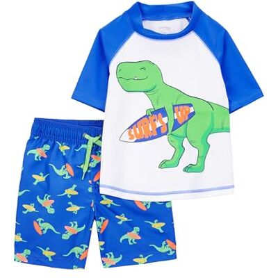 Simple Joys by Carter's Baby Jungen Swimsuit Trunk and Rashguard Rash-Guard-Set, Blau Weiß Dinosaurier, 3 Jahre Simple Joys by Carter's Baby Jungen Swimsuit Trunk and Rashguard Rash-Guard-Set, Blau Weiß Dinosaurier, 3 Jahre