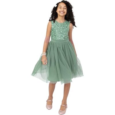 Maya Deluxe Mädchen Paillettenverziertes Hochzeit Und Geburtstag Festlich Mit Bandschleife Brautjungfernkleid Kleid, Deep Mint, 5-6 Jahre EU Maya Deluxe Mädchen Paillettenverziertes Hochzeit Und Geburtstag Festlich Mit Bandschleife Brautjungfernkleid Kleid, Deep Mint, 5-6 Jahre EU
